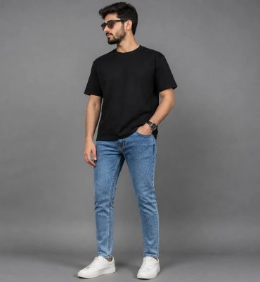 شلوار جین مردانه اسکینی آبی یخی